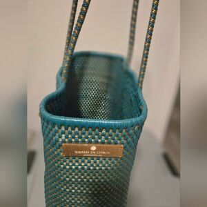 Teal Woven Tote Bag